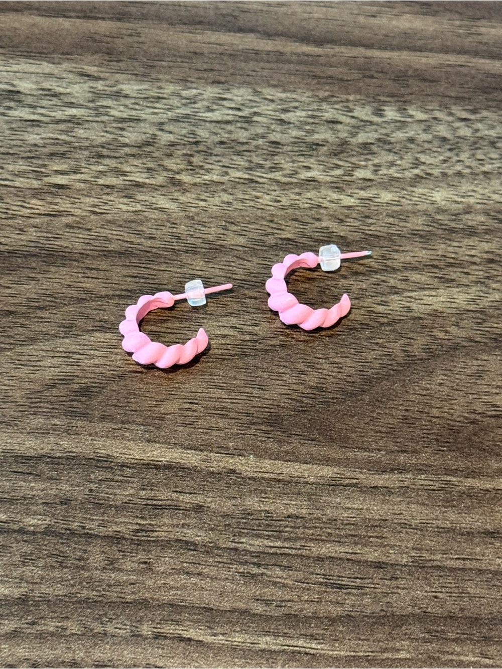 Claire's Pink Twisted Hoop Stud Earrings